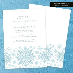 Invitation 75e anniversaire Surprise Party Blue Snowflake