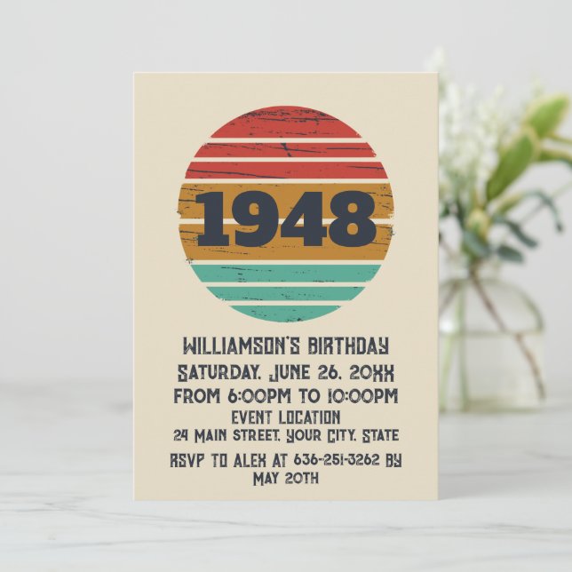 Invitation 75e anniversaire vintage personnalisé (Debout devant)