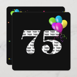 Invitation 75e fête d'anniversaire avec bouquet de ballons