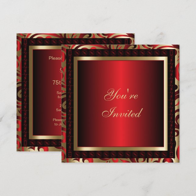 Invitation 75e fête d'anniversaire | Texte do-it-yourself (Devant / Derrière)