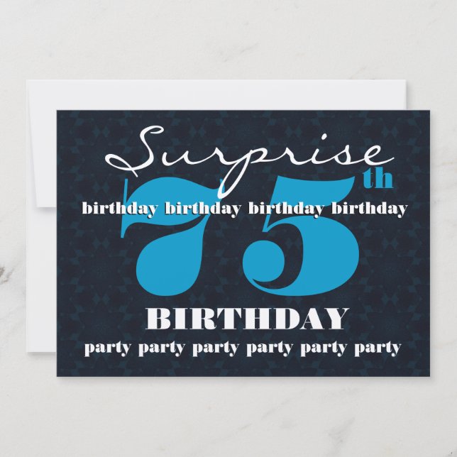 Invitation 75e SurPRISE Blue and Midnight Birthday Party (Devant)