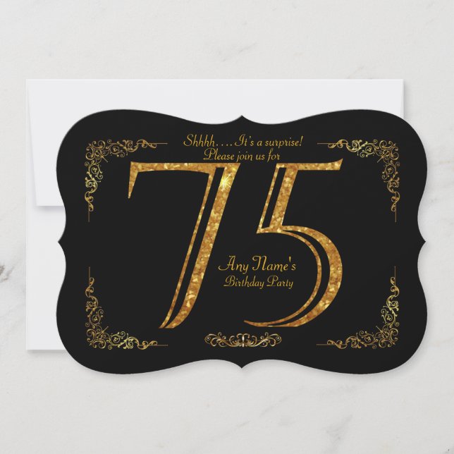 Invitation 75ème, fête d'anniversaire 75ème, grand Gatsby, no (Devant)