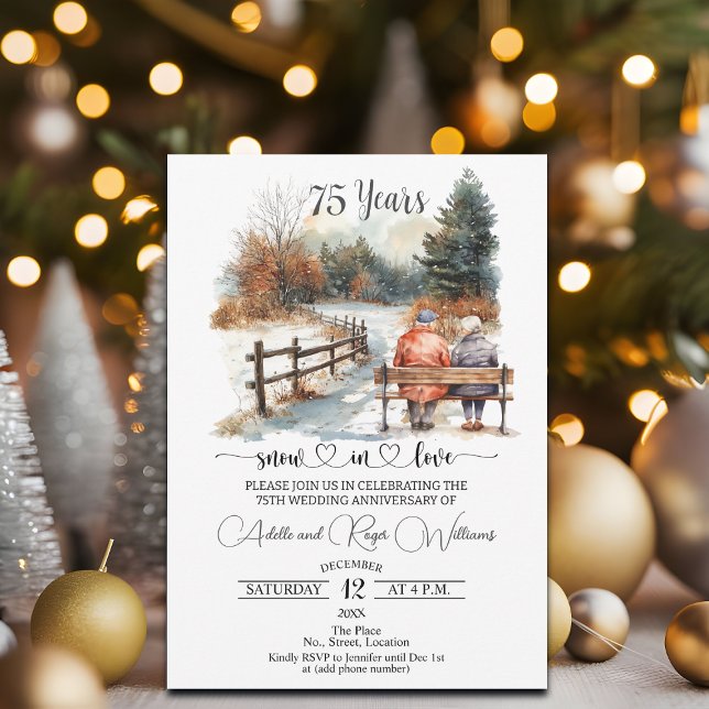 Invitation 75th Wedding Anniversary Winter Landscape Romantic (Créateur téléchargé)