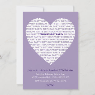 invitation 77e anniversaire typographie xoxo