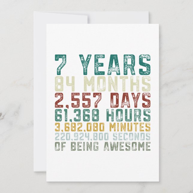 Invitation 7 années de 7ème d'anniversaire de garçon (Devant)