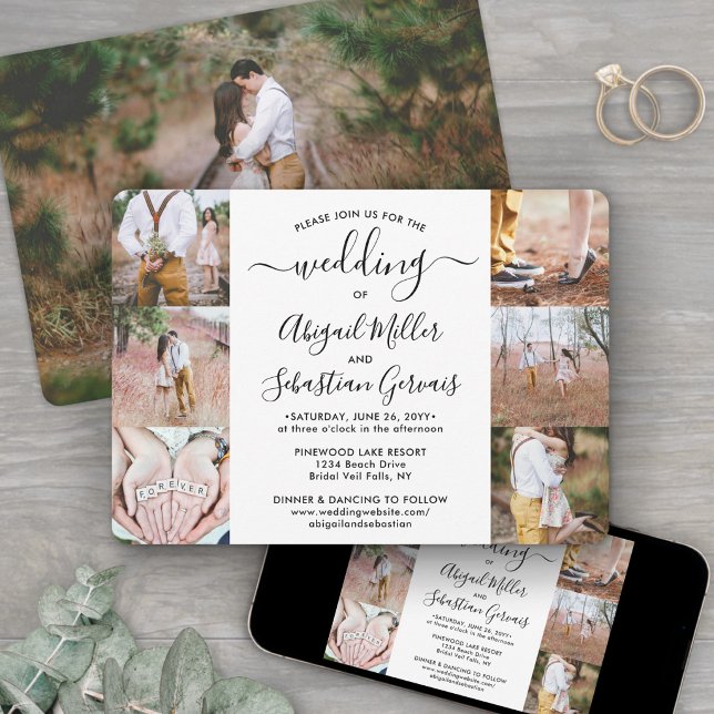 Invitation 7 Collage photo Calligraphie moderne élégante Mari (Créateur téléchargé)