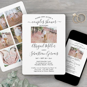 Invitation 7 Photo Couple Mariage Shower Chic Moderne Script