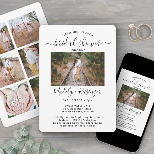 Invitation 7 Photo Elegant Moderne Calligraphie Fête des mari (Créateur téléchargé)