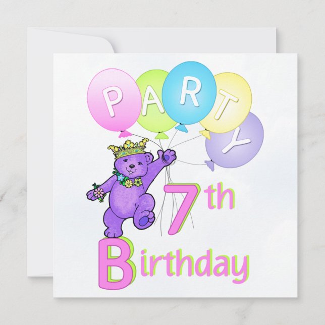 Invitation 7e anniversaire de la Princess Bear Balloons (Devant)