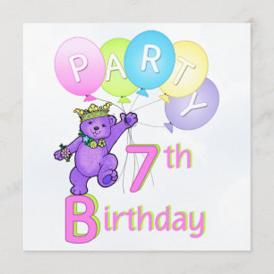Invitation 7e anniversaire de la Princess Bear Balloons