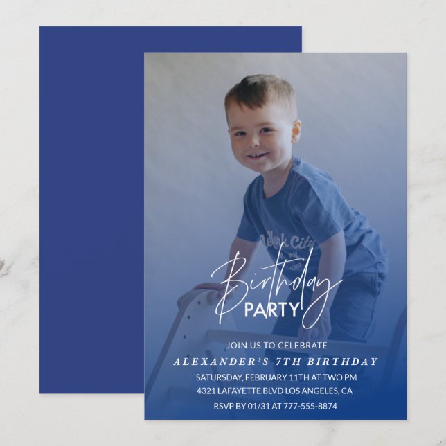 Invitation 7e anniversaire fête d'anniversaire (Devant / Derrière)