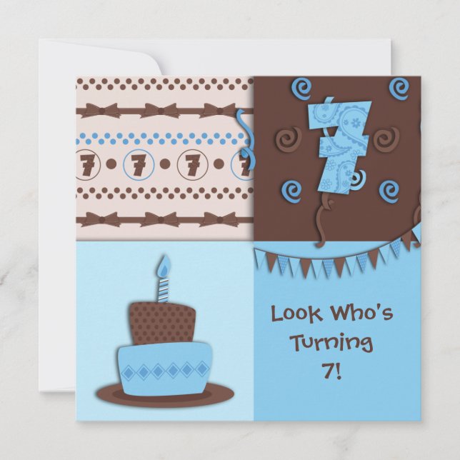 Invitation 7e anniversaire : Garçon :Invitation (Devant)