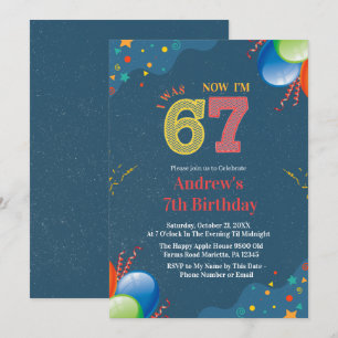 Invitation 7e anniversaire J'avais 6 ans Maintenant j'ai 7 an