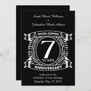 Invitation 7E anniversaire mariage laine cuivre