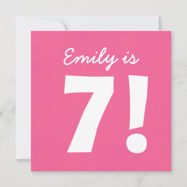 Invitation 7e anniversaire Nom personnalisé Points roses pour (Devant)