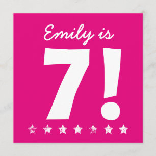 Invitation 7e anniversaire Nom personnalisé rose pour la FILL