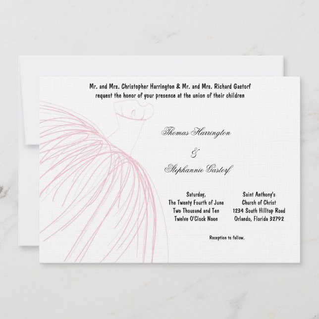 Invitation 7x5 Robe rose pâle (Devant)