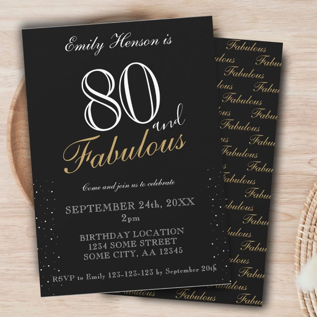 Invitation 80 ans et Fabuleux Élégant Écriture Anniversaire (Créateur téléchargé)