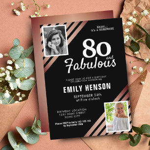 Invitation 80 ans et Fabuleux Rose Gold 2 Photo Anniversaire