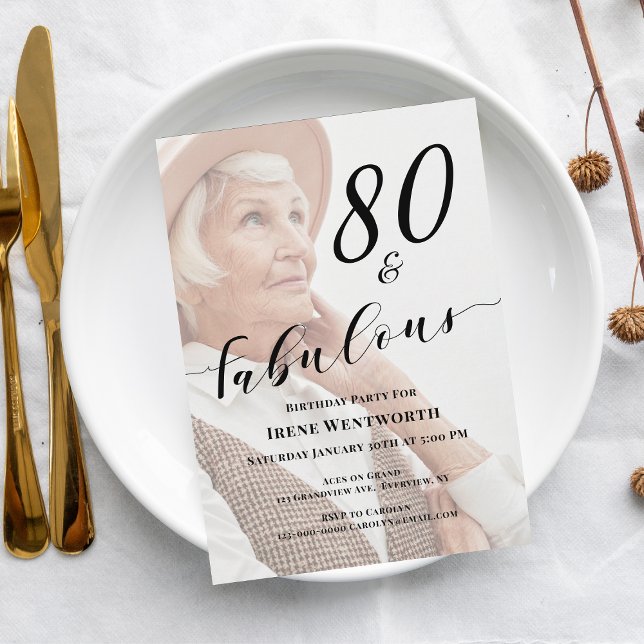 Invitation 80 ans et Fabuleux Superposition de photo d'annive (Créateur téléchargé)