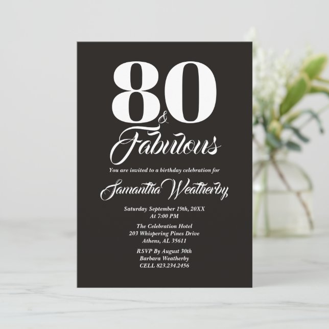 Invitation 80 ans et Fabuluseuse Typographie de Célébration B (Debout devant)