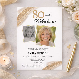 Invitation 80 ans et or fabuleux 2 Photo Anniversaire