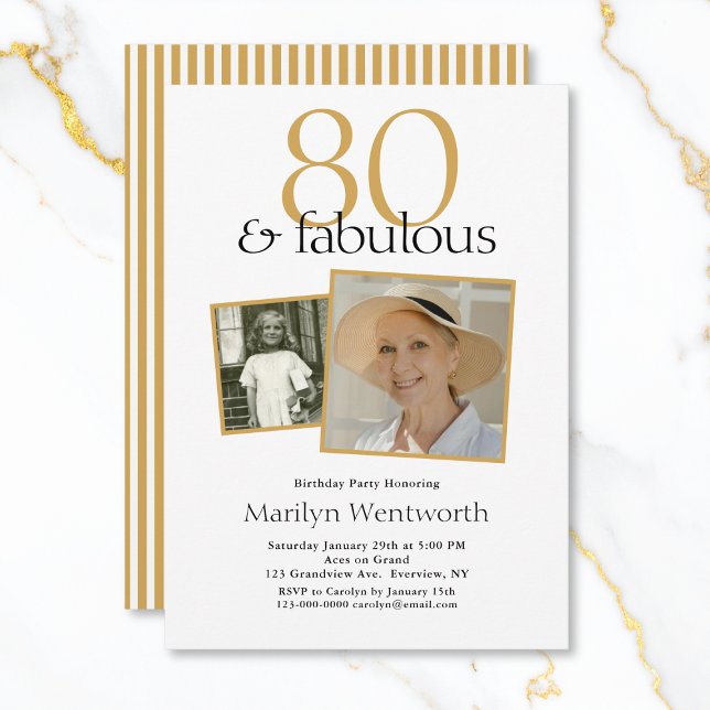 Invitation 80 et Fabuleux 80e Anniversaire Typographie 2 Phot (Créateur téléchargé)