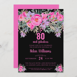 Invitation 80 et fabuleux noir rose 80e anniversaire