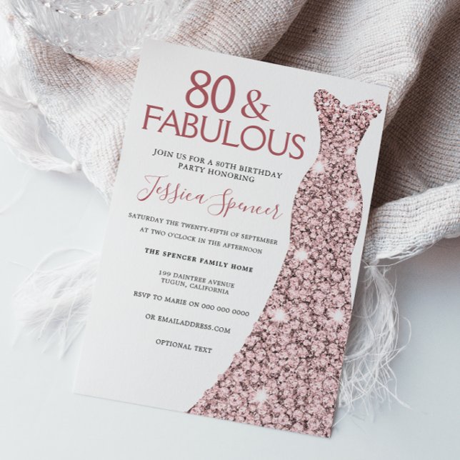 Invitation 80 & Fabulous Rose Gold robe 80e fête d'anniversai (Créateur téléchargé)