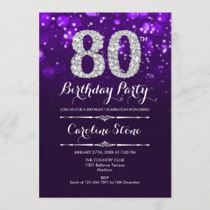 Invitation 80e anniversaire - Argent violet