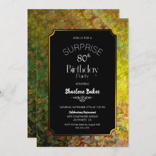Invitation 80e anniversaire Black and Gold Surprise Party