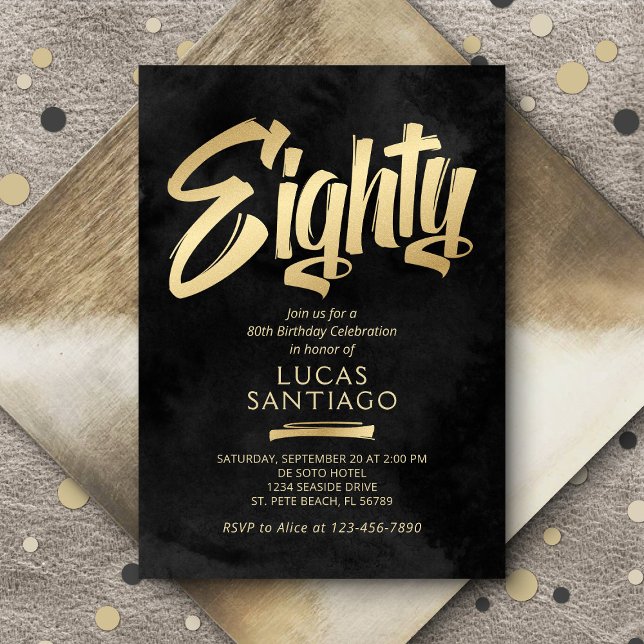 Invitation 80e anniversaire Black Gold (Créateur téléchargé)
