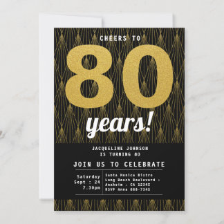 Invitation 80e anniversaire Black Gold Party