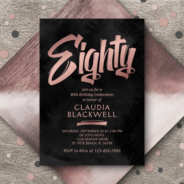 Invitation 80e anniversaire Black Rose Gold (Créateur téléchargé)