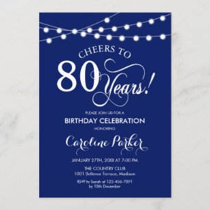 Invitation 80e anniversaire - Bleu bleu marine