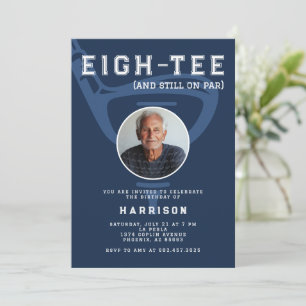 Invitation 80e anniversaire de fête Photo moderne Golf Blue