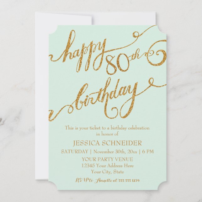 Invitation 80e anniversaire de la fête du 80e anniversaire (Devant)