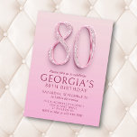 Invitation 80e anniversaire Diamants roses<br><div class="desc">Quand les diamants sont le BFF de votre fille, et le rose est son amour de vie, ce design d'anniversaire en diamant rose est le seul pour elle. Avec un élégant texte Art nouveau garni de diamants, ce design est joli, élégant et féminin, tout comme elle. Les couleurs rose rose...</div>