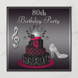 Invitation 80e anniversaire Disco Diva Cake and Heels Hot Pin