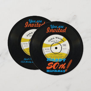 Invitation 80e Anniversaire Disque Vinyle Rétro 45