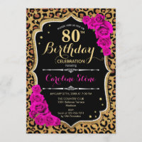 80e anniversaire - Empreinte de léopard Roses rose