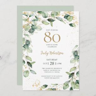 Invitation 80e anniversaire Eucalyptus