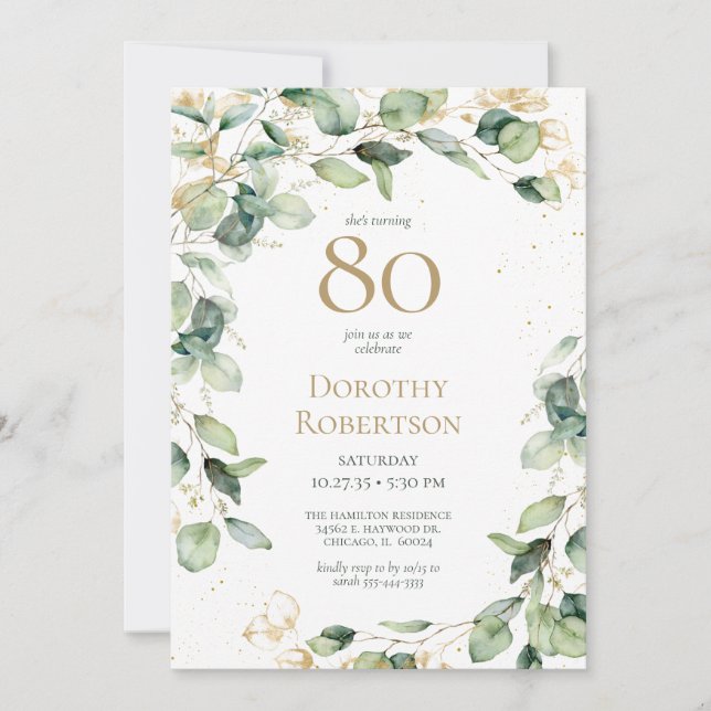 Invitation 80e anniversaire Eucalyptus (Devant)