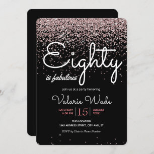 Invitation 80e anniversaire fabuleux Parties scintillant rose