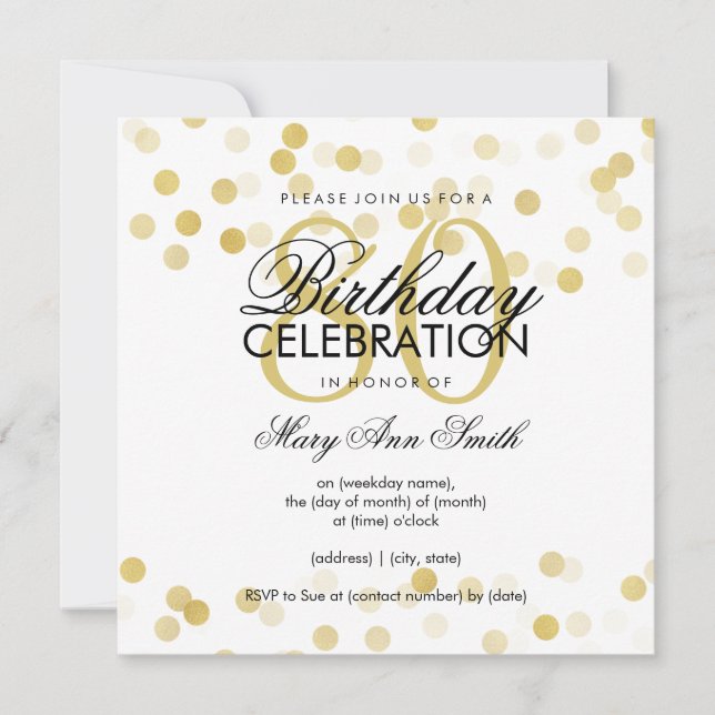 Invitation 80e anniversaire Faux Gold Foil Parties scintillan (Devant)