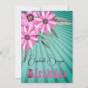 Invitation 80e anniversaire Floral rose soleil Ray moderne An