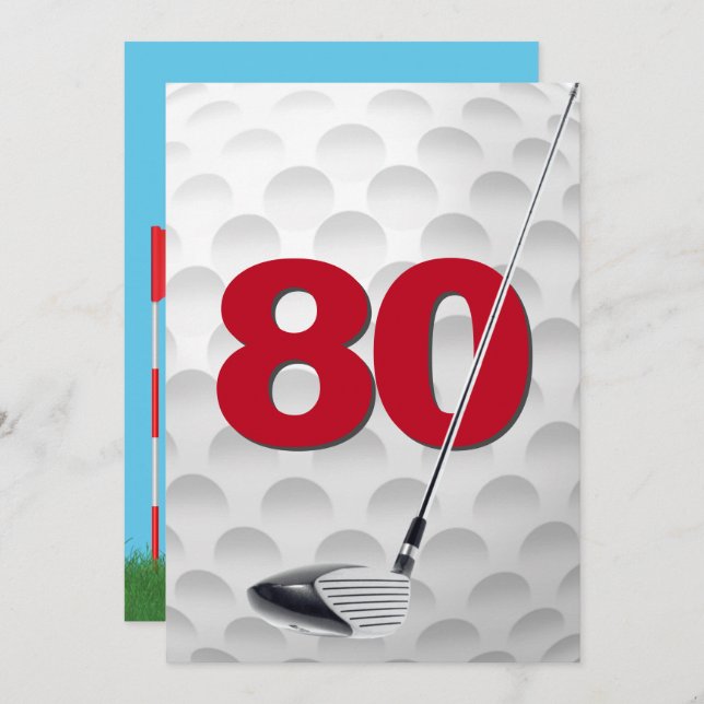 Invitation 80e anniversaire Golf Theme Party (Devant / Derrière)
