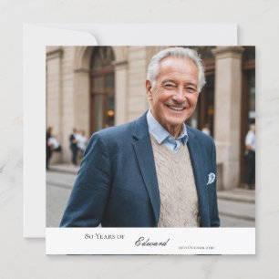 Invitation 80e anniversaire Homme élégant photo Élégant