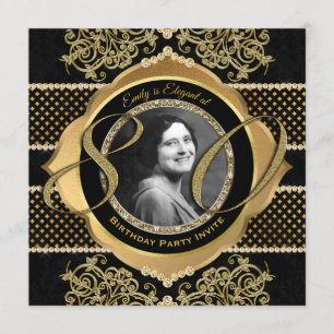 Invitation 80e anniversaire Huitième diamant d'or cadre photo