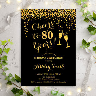 Invitation 80e Anniversaire - Joue À 80 Ans D'Or Noir